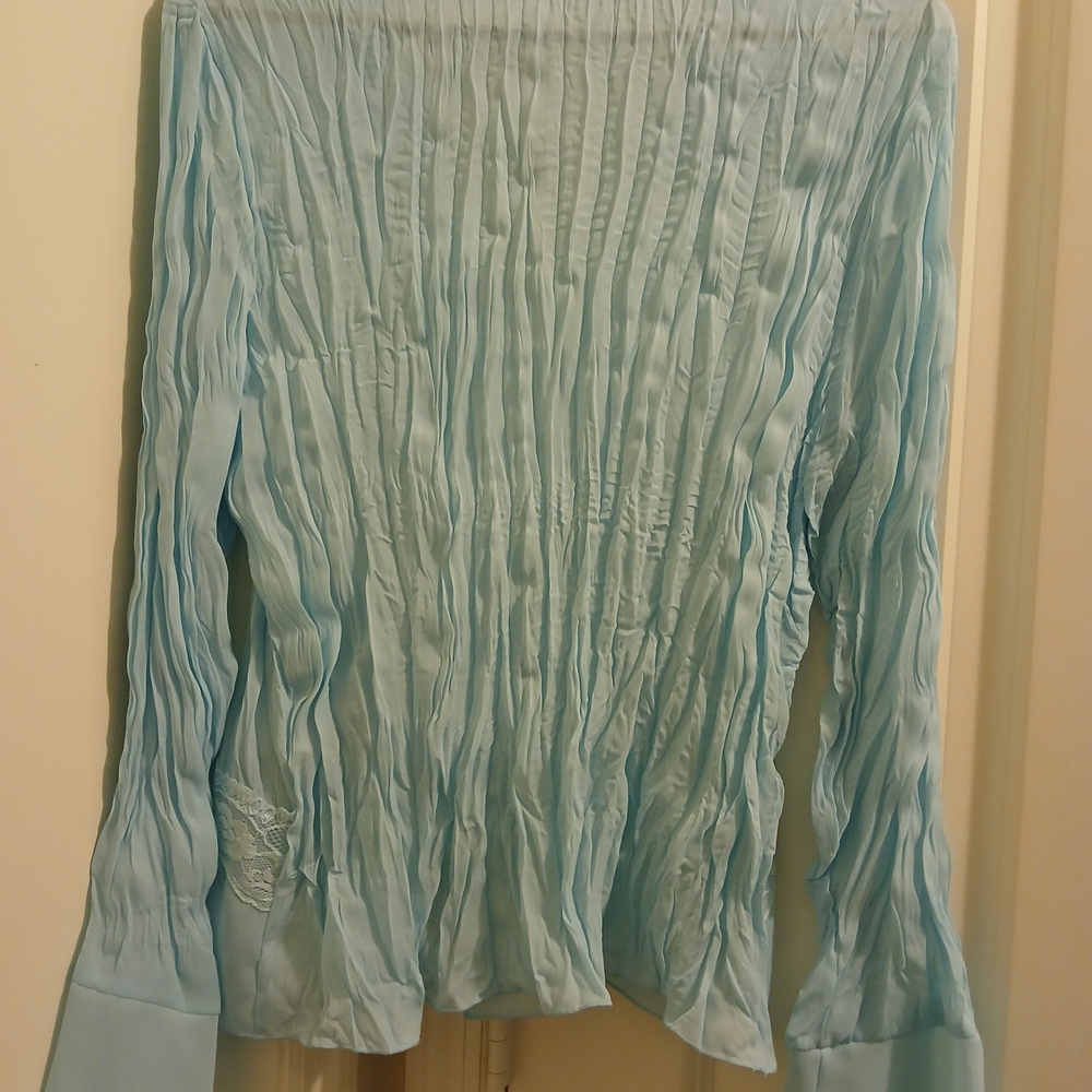 TanJay Light Blue Ruffle Lace Blouse - Picture 3 of 3